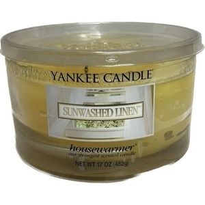 Yankee Candle Sunwashed linen 17 oz glass jar candle Housewarmer 3 Wick